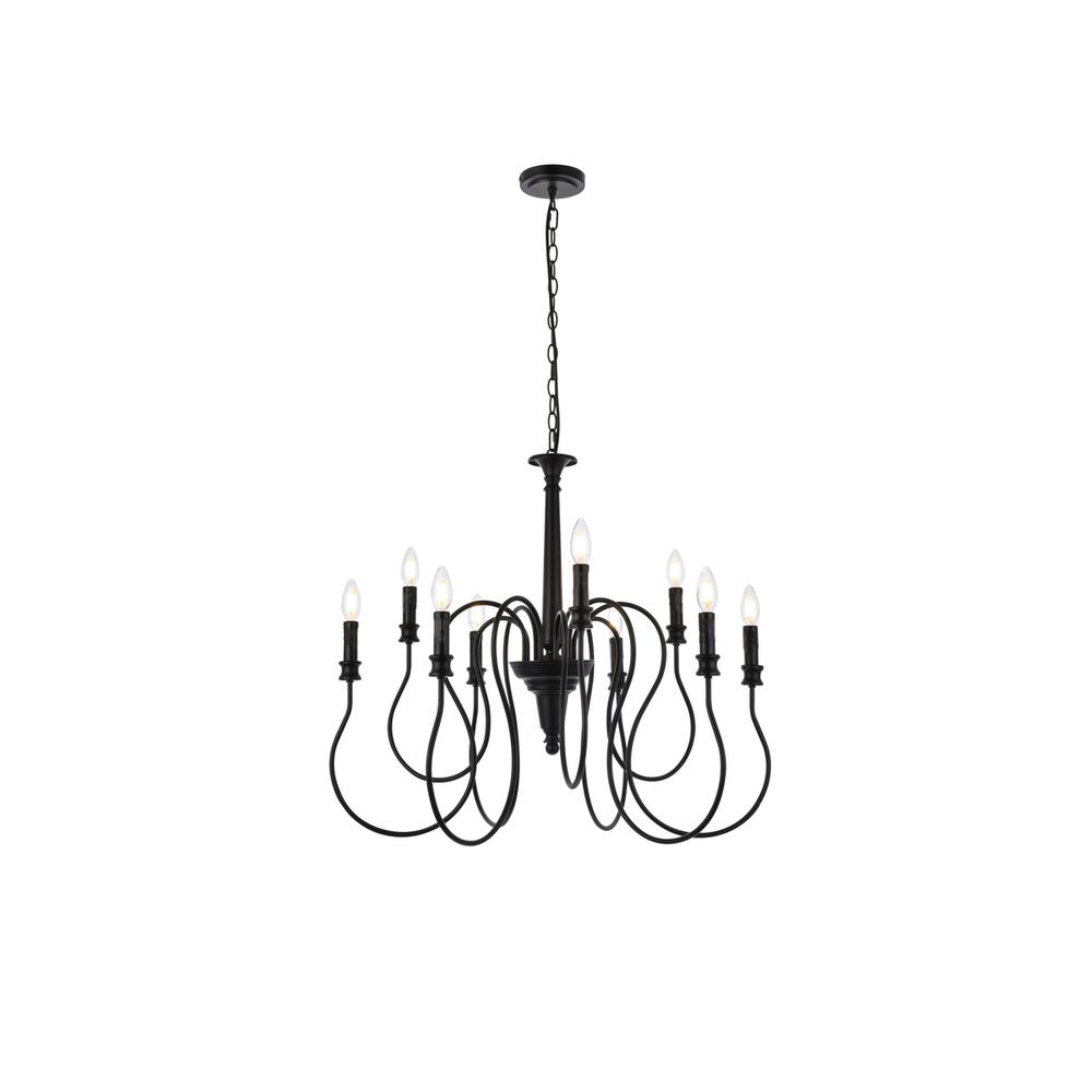Flynx 9 Lights Pendant In Black. Picture 1