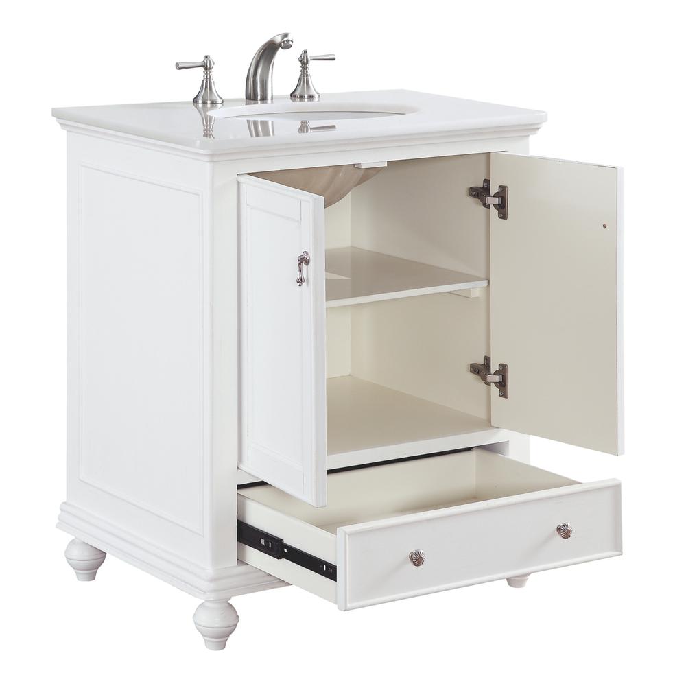 30 Inch Single Bathroom Vanity In Antique White. Picture 2