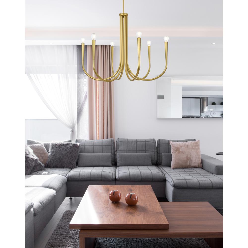 Layne 30 Inch Chandelier In Brass. Picture 8