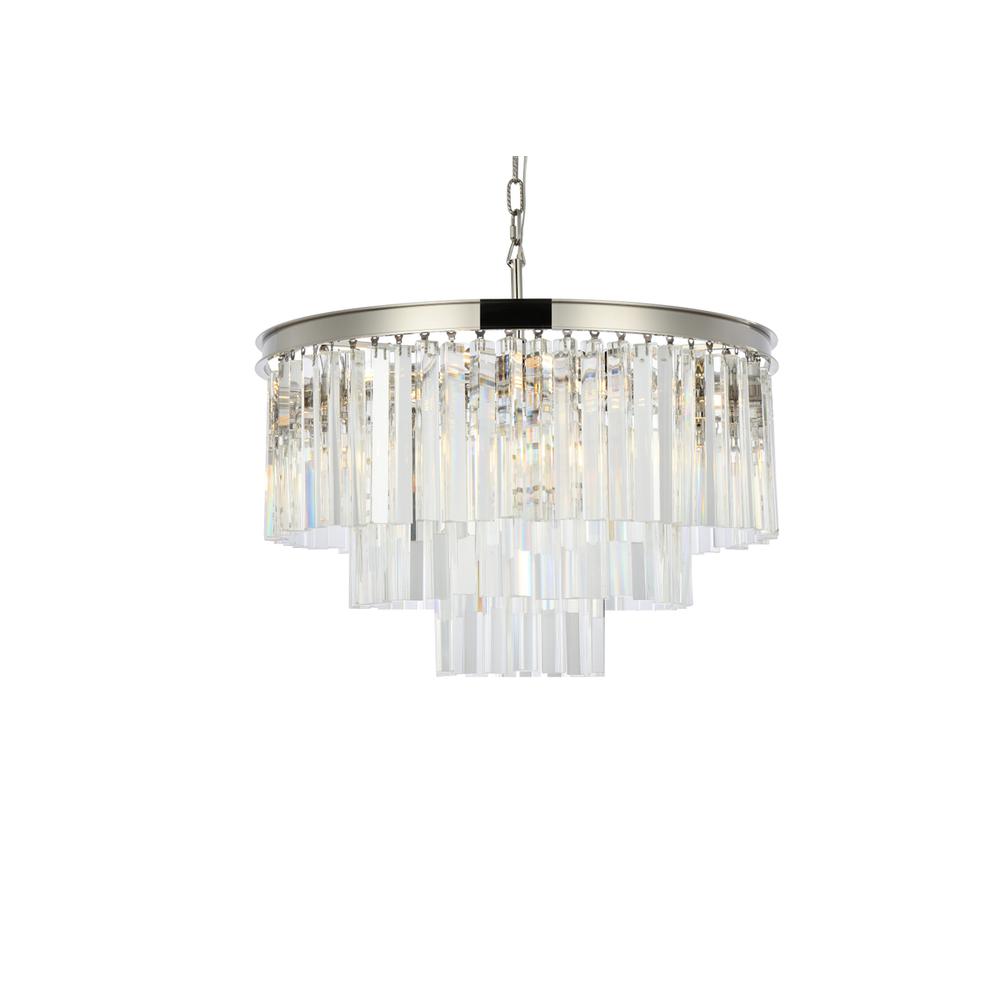 Sydney 9 Light Polished Nickel Chandelier Clear Royal Cut Crystal. Picture 2