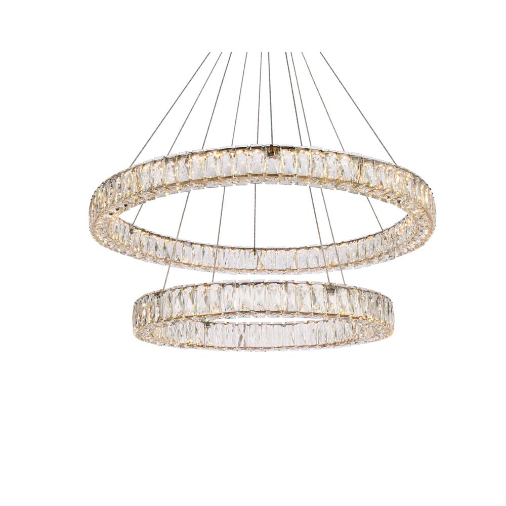 Monroe 36 Inch Led Double Ring Chandelier In Gold. Picture 2