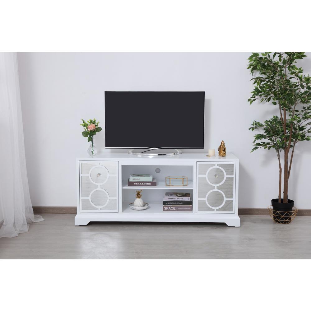 60 In. Mirrored Tv Stand In White. Picture 10