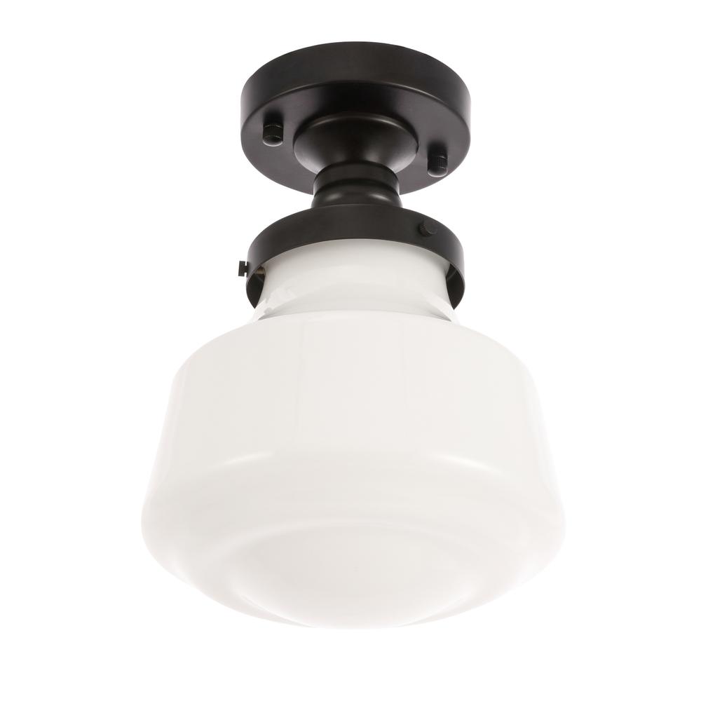Lyle 1 Light Black And Frosted White Glass Flush Mount. Picture 7