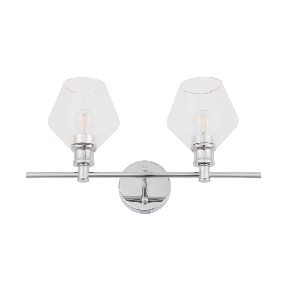 Gene 2 Light Chrome And Clear Glass Wall Sconce. Picture 4