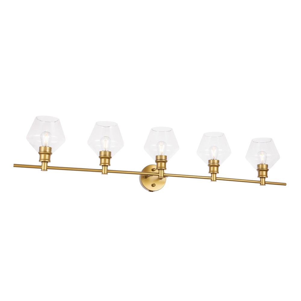 Gene 5 Light Brass And Clear Glass Wall Sconce. Picture 3