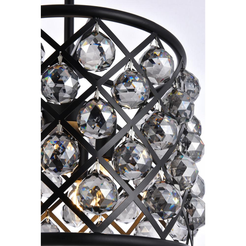 Madison 4 Light Matte Black Pendant Silver Shade (Grey) Royal Cut Crystal. Picture 4