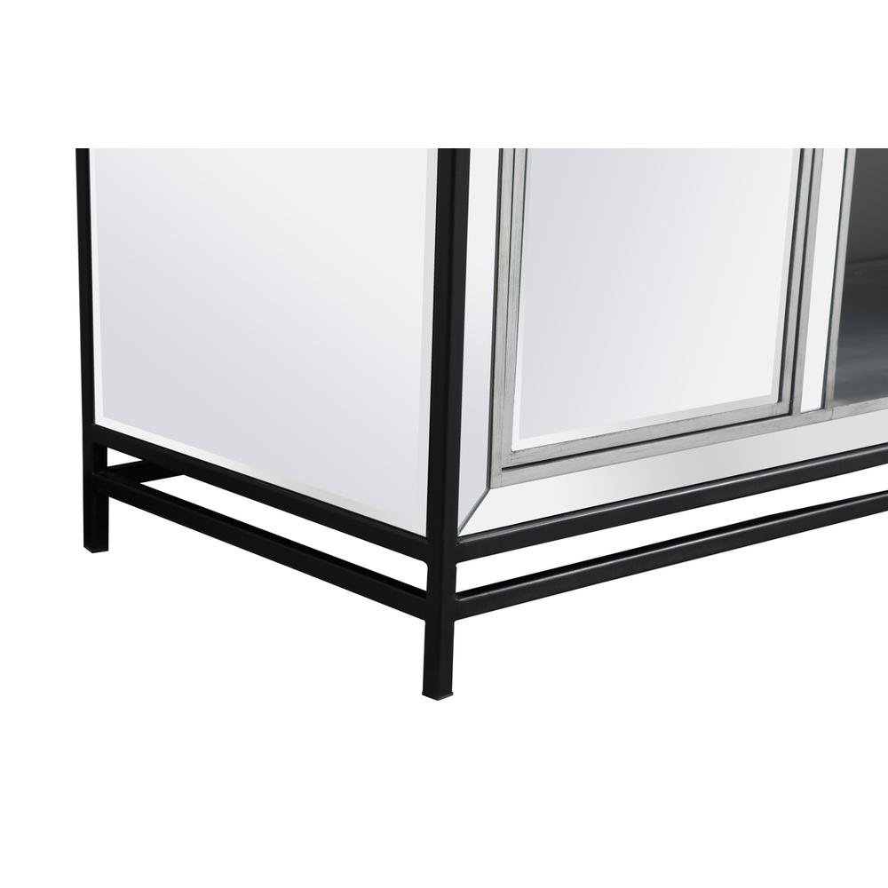 James 60 In. Mirrored Tv Stand With Crystal Fireplace In Black. Picture 9