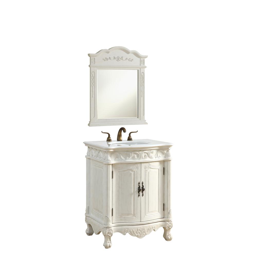 27 Inch Single Bathroom Vanity In Antique White. Picture 1