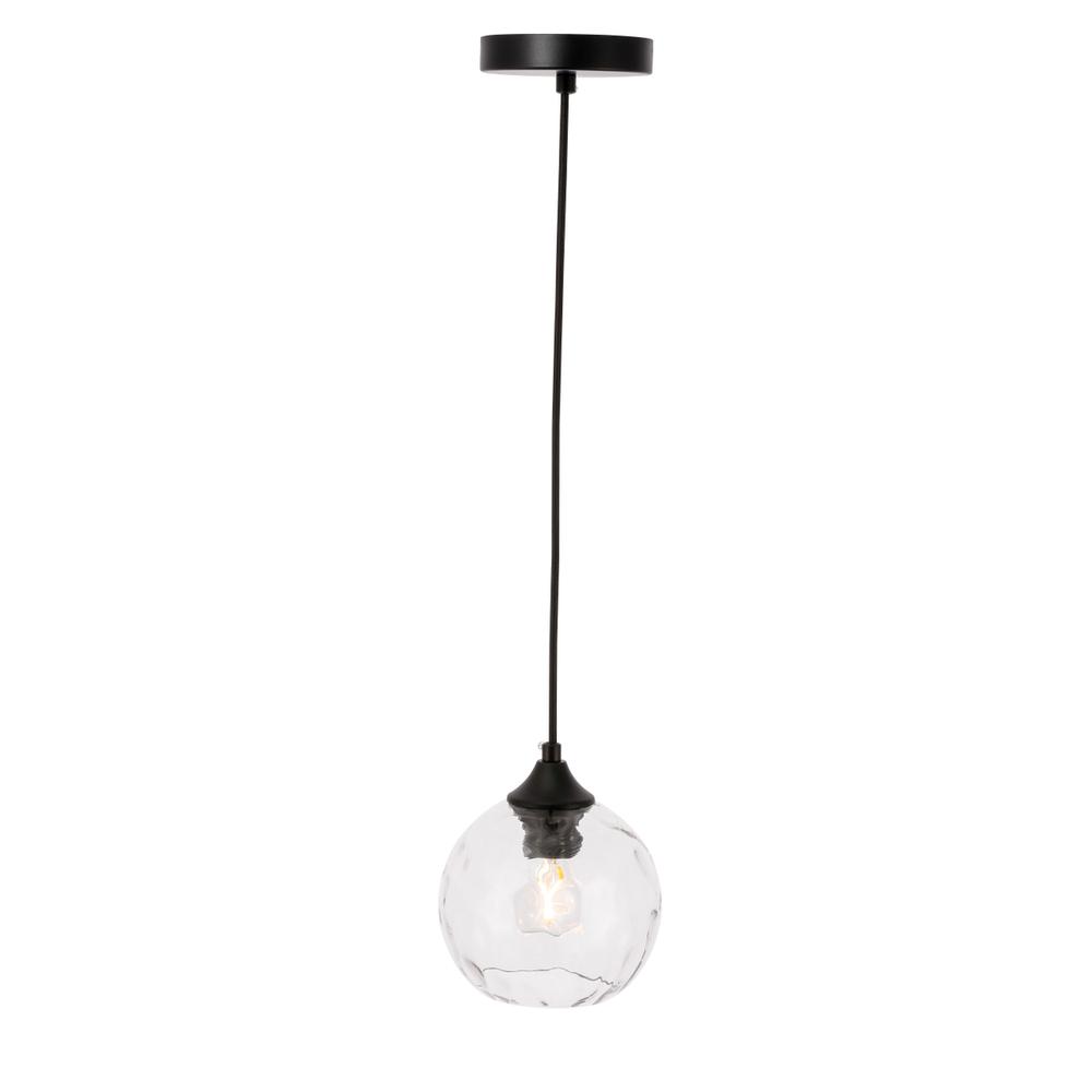 Cashel 1 Light Black And Clear Glass Pendant. Picture 3