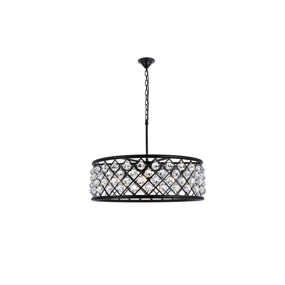 Madison 8 Light Matte Black Chandelier Clear Royal Cut Crystal. Picture 1