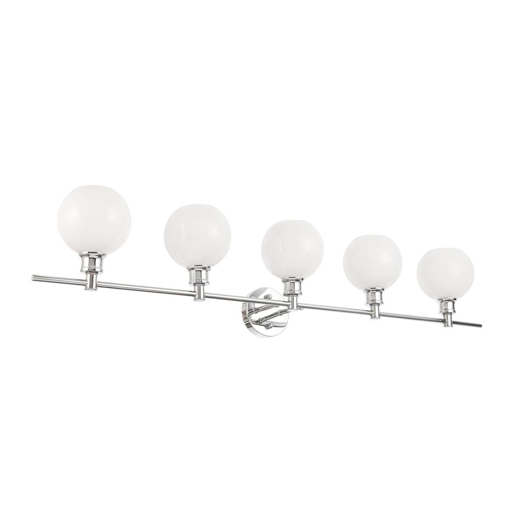 Collier 5 Light Chrome And Frosted White Glass Wall Sconce. Picture 6