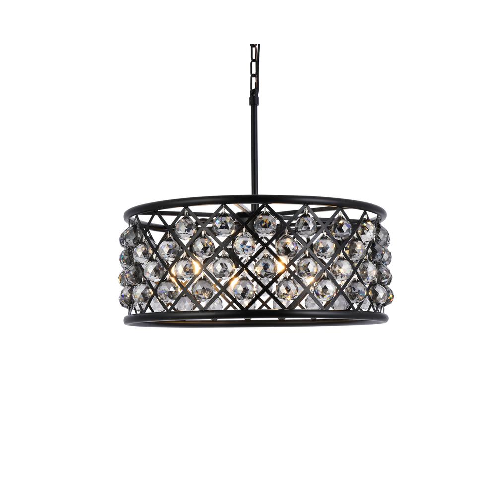 Madison 6 Light Matte Black Chandelier Silver Shade (Grey) Royal Cut Crystal. Picture 2
