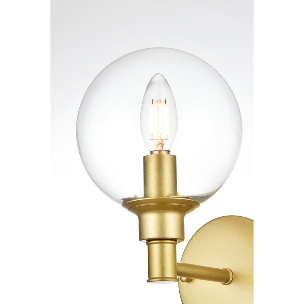 Jaelynn 1 Light Brass And Clear Bath Sconce. Picture 3
