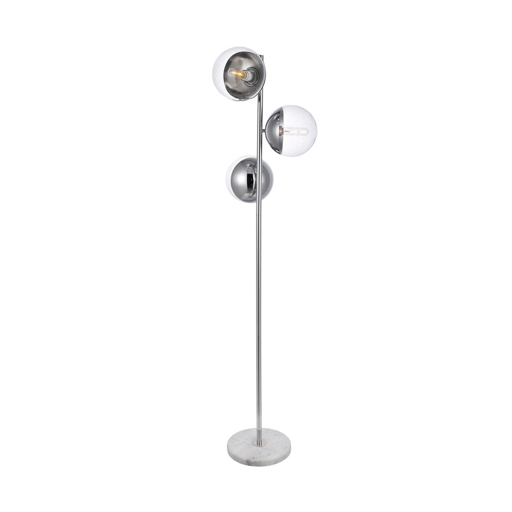 Eclipse 3 Lights Chrome Floor Lamp With Clear Glass. Picture 1