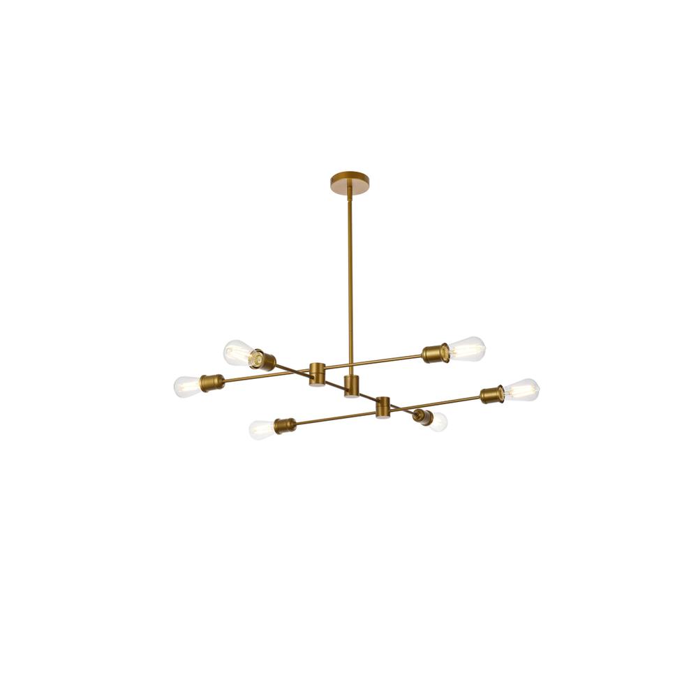 Xavier 6 Lights Pendant In Brass. Picture 1