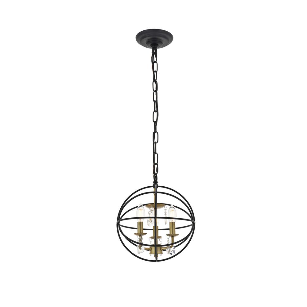 Wallace 3 Light Matte Black And Brass Pendant. Picture 6