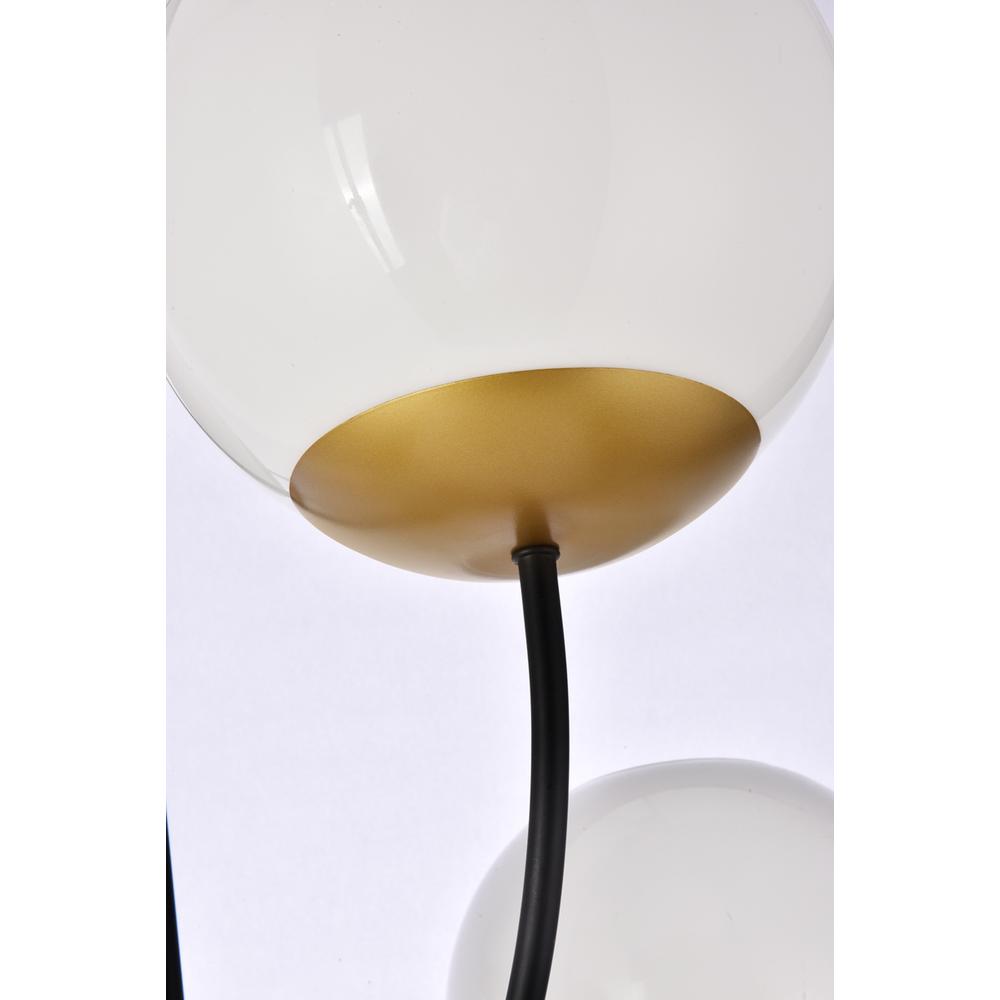 Lennon 31.5 Inch Pendant In Black And Brass With White Shade. Picture 5