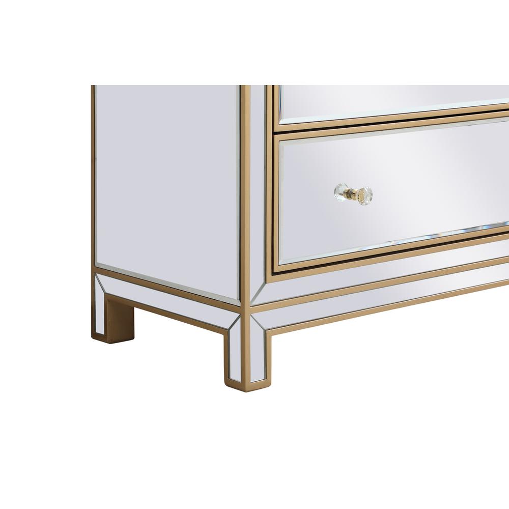 34 Inch Mirrored Five Drawer Cabinet In Gold. Picture 8