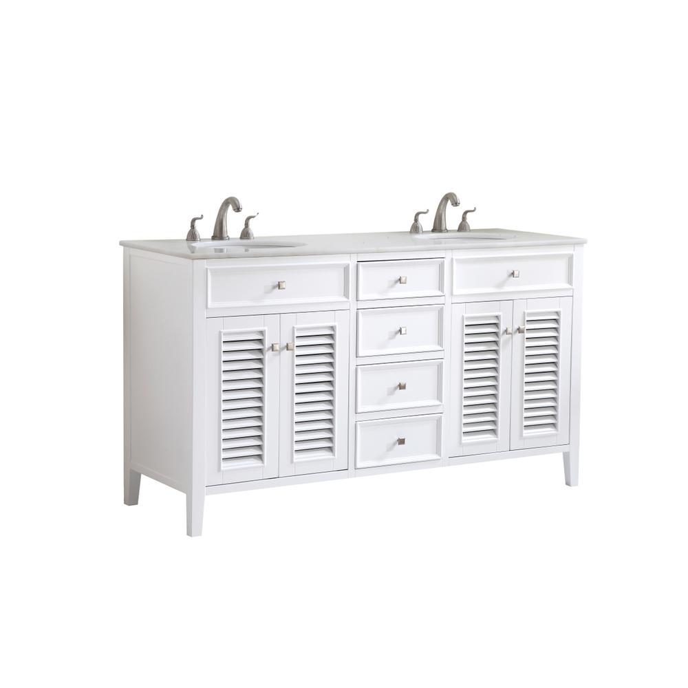 60 In. Double Bathroom Vanity Set In White. Picture 13