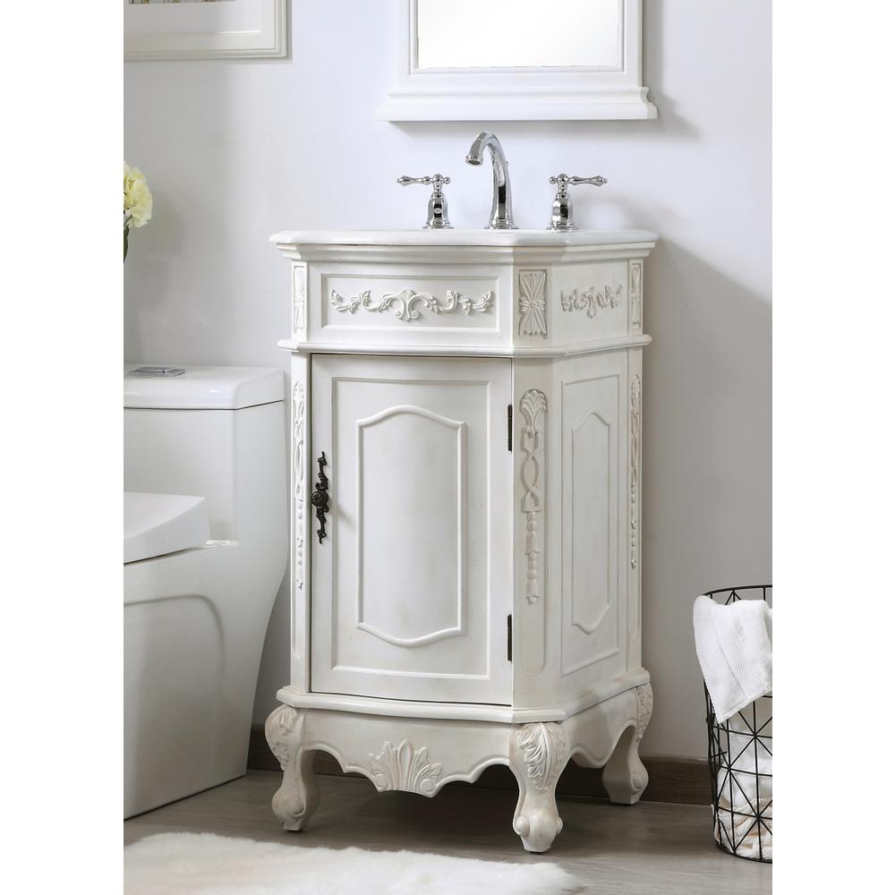 19 Inch Single Bathroom Vanity In Antique White. Picture 2