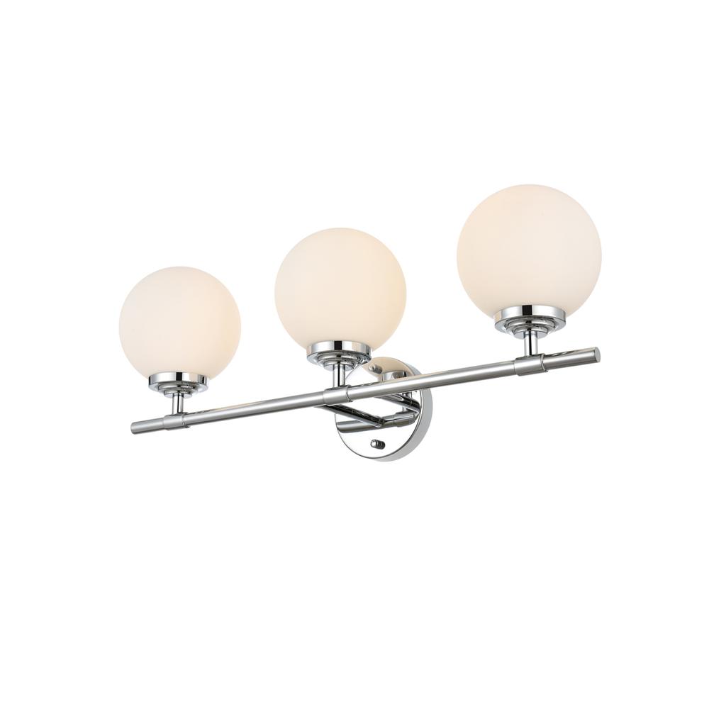 Ansley 3 Light Chrome And Frosted White Bath Sconce. Picture 2