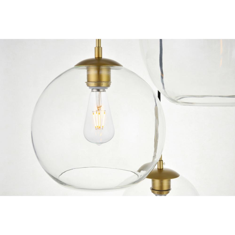 Baxter 3 Lights Brass Pendant With Clear Glass. Picture 6