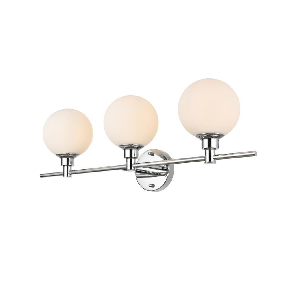 Cordelia 3 Light Chrome And Frosted White Bath Sconce. Picture 2
