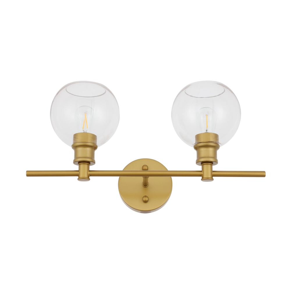 Collier 2 Light Brass And Clear Glass Wall Sconce. Picture 4