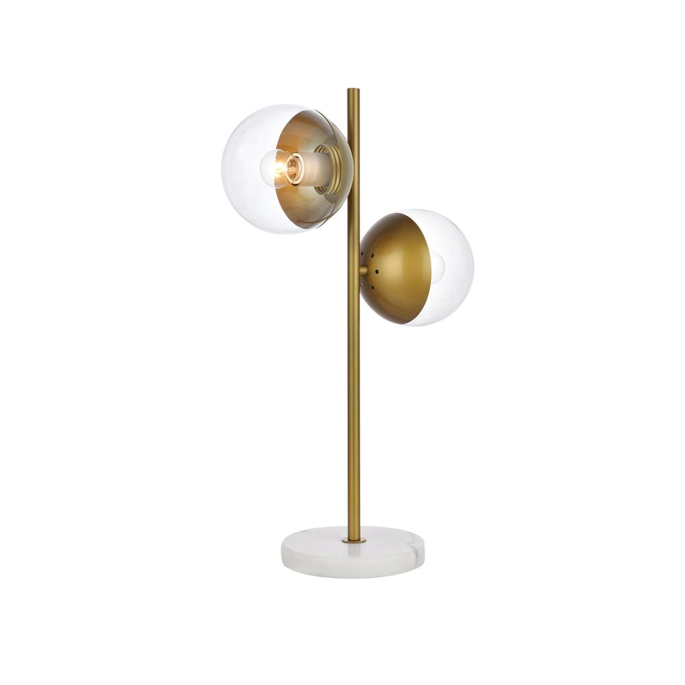 Eclipse 2 Lights Brass Table Lamp With Clear Glass. Picture 2