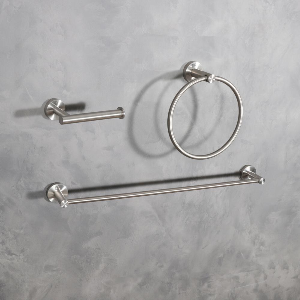 Alma 3-Piece Bathroom Hardware Set In Brushed Nickel. Picture 2