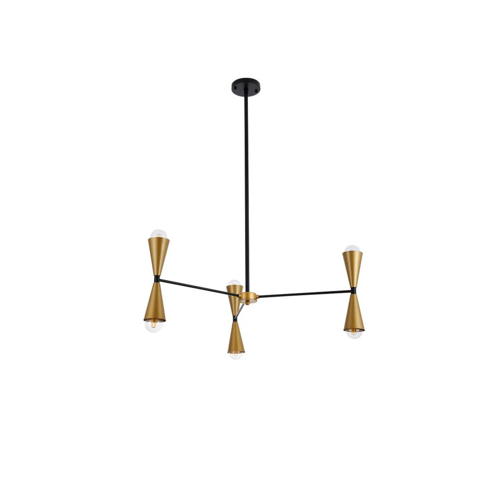 Cade 34 Inch Pendant In Black And Brass. Picture 6