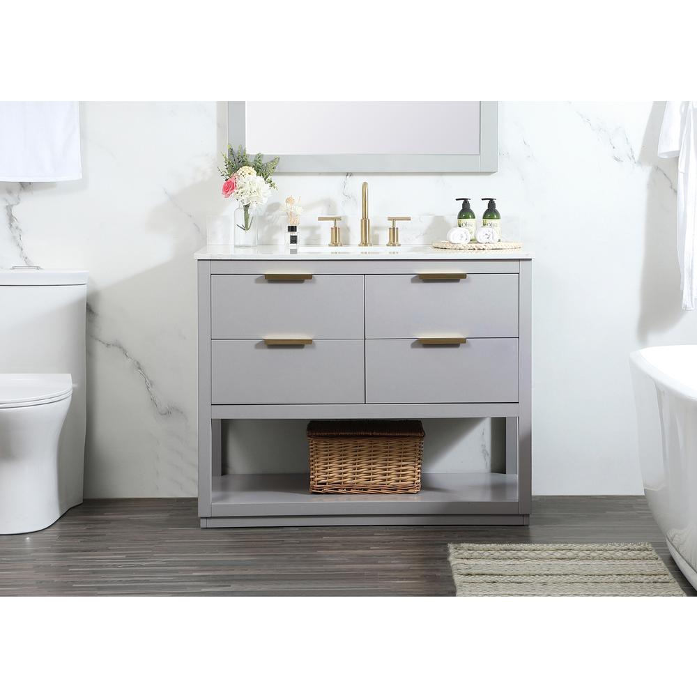 42 Inch Single Bathroom Vanity In Grey With Backsplash. Picture 14