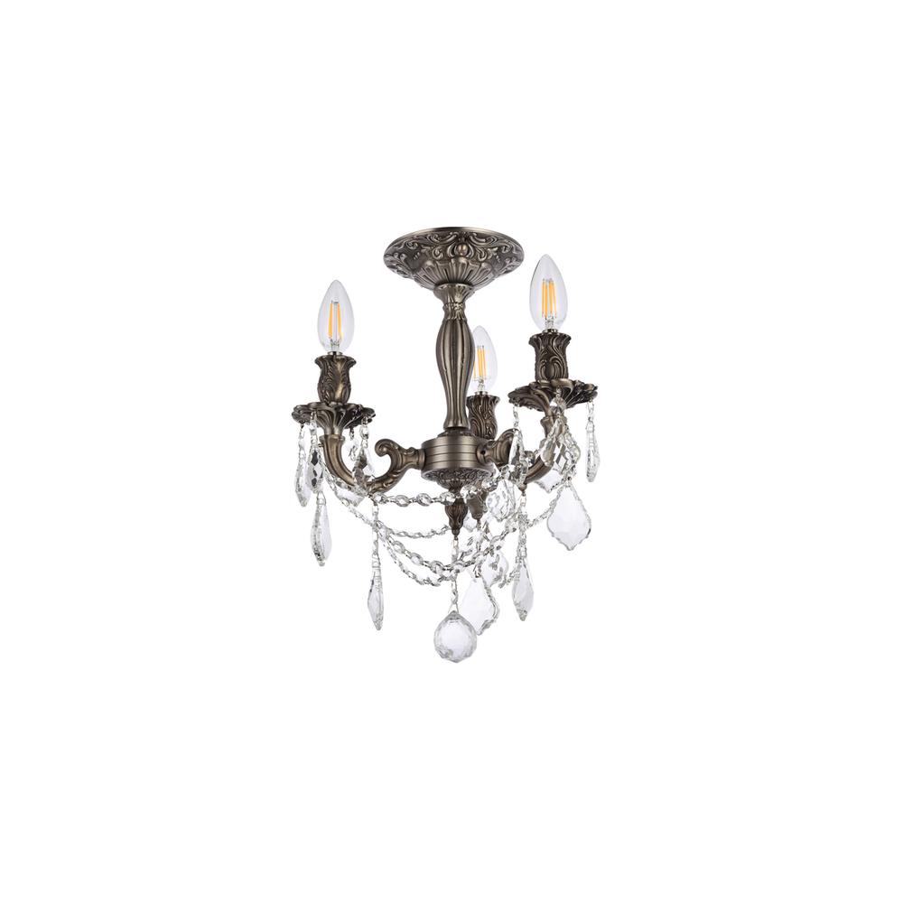 Rosalia 3 Light Pewter Flush Mount Clear Royal Cut Crystal. Picture 6