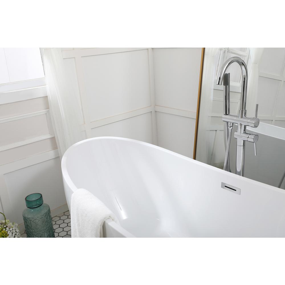 67 Inch Soaking Bathtub In Glossy White. Picture 5