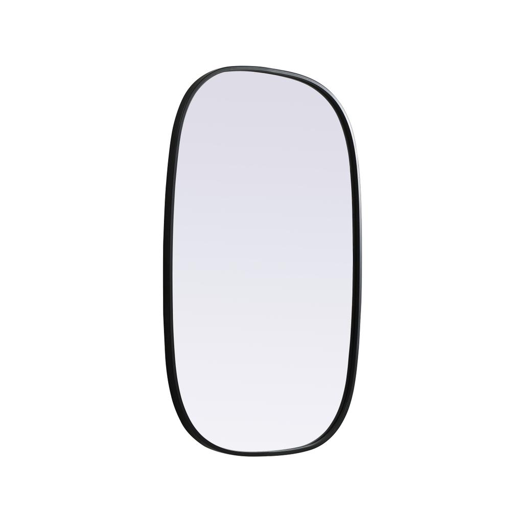 Metal Frame Oval Mirror 24X36 Inch In Black. Picture 7