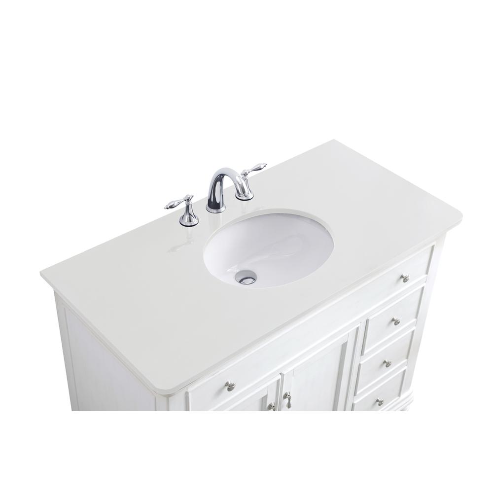 42 Inch Single Bathroom Vanity In Antique White. Picture 13