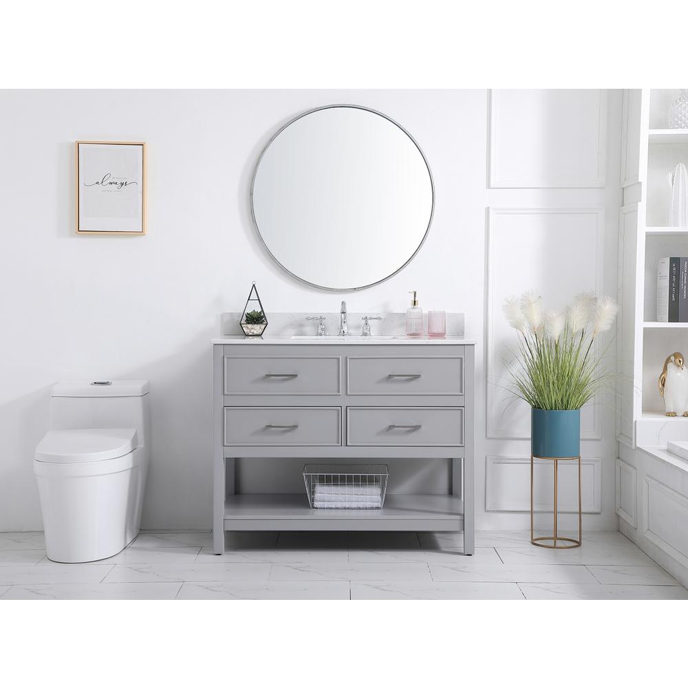 42 Inch Single Bathroom Vanity In Gray With Backsplash. Picture 4