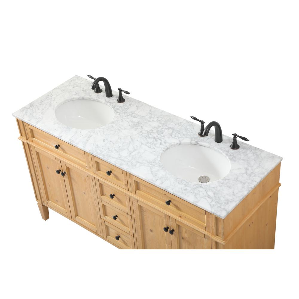 60 Inch Double Bathroom Vanity In Natural Wood. Picture 10