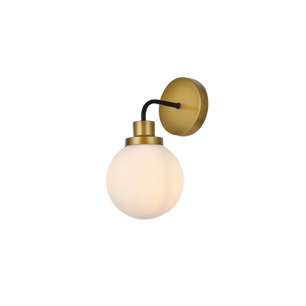 Hanson 1 Light Bath Sconce In Black With Brass With Frosted Shade. Picture 2