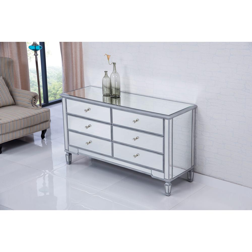 6 Drawers Cabinet 60 In. X 20 In. X 34 In. In Silver Paint. Picture 3