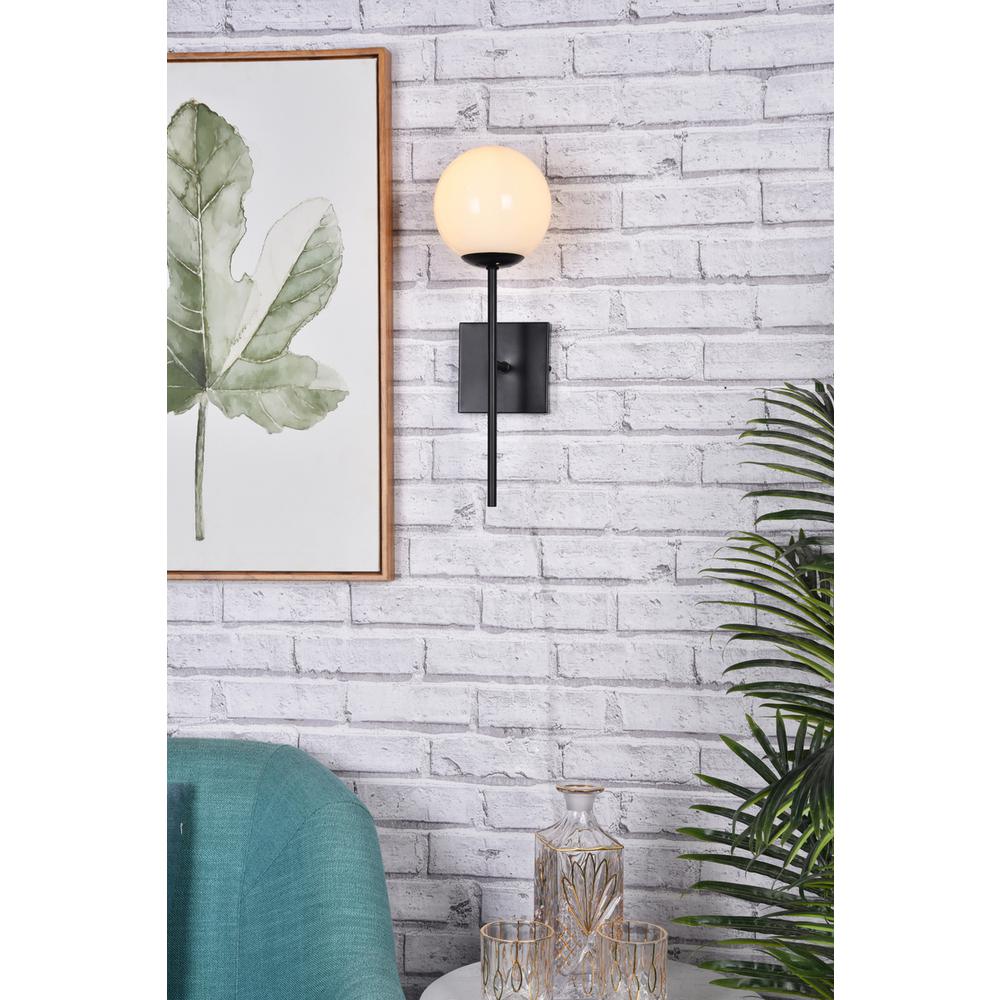 Neri 1 Light Black And White Glass Wall Sconce. Picture 9