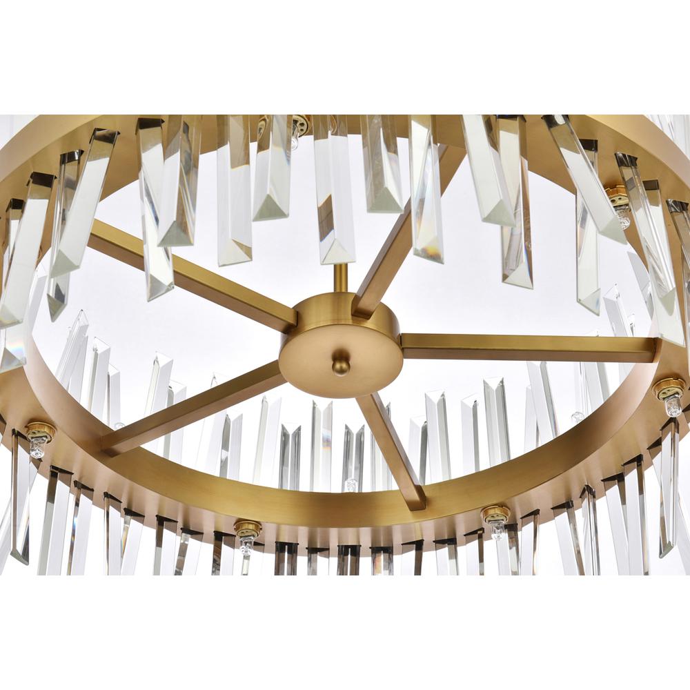 Serephina 25 Inch Crystal Round Pendant Light In Satin Gold. Picture 4