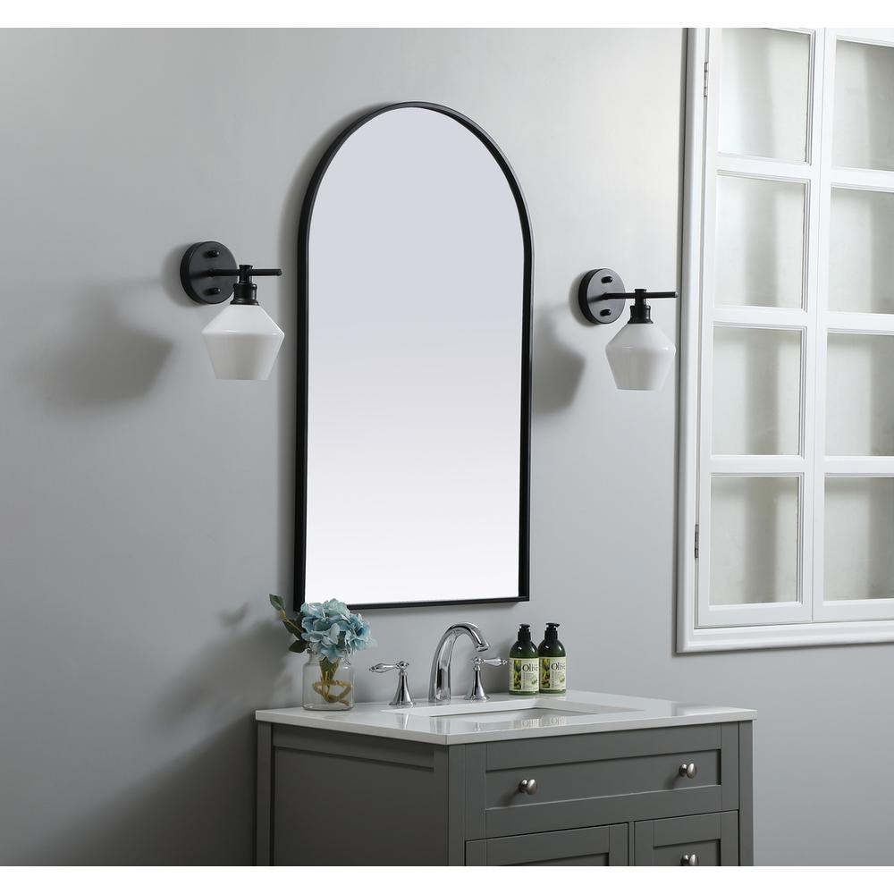 Metal Frame Arch Mirror 24X40 Inch In Black. Picture 2