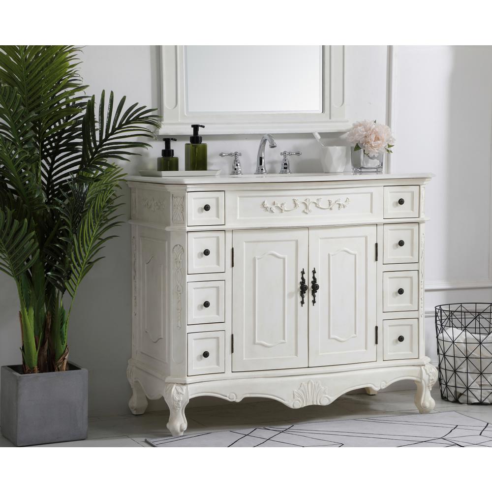 42 Inch Single Bathroom Vanity In Antique White. Picture 2