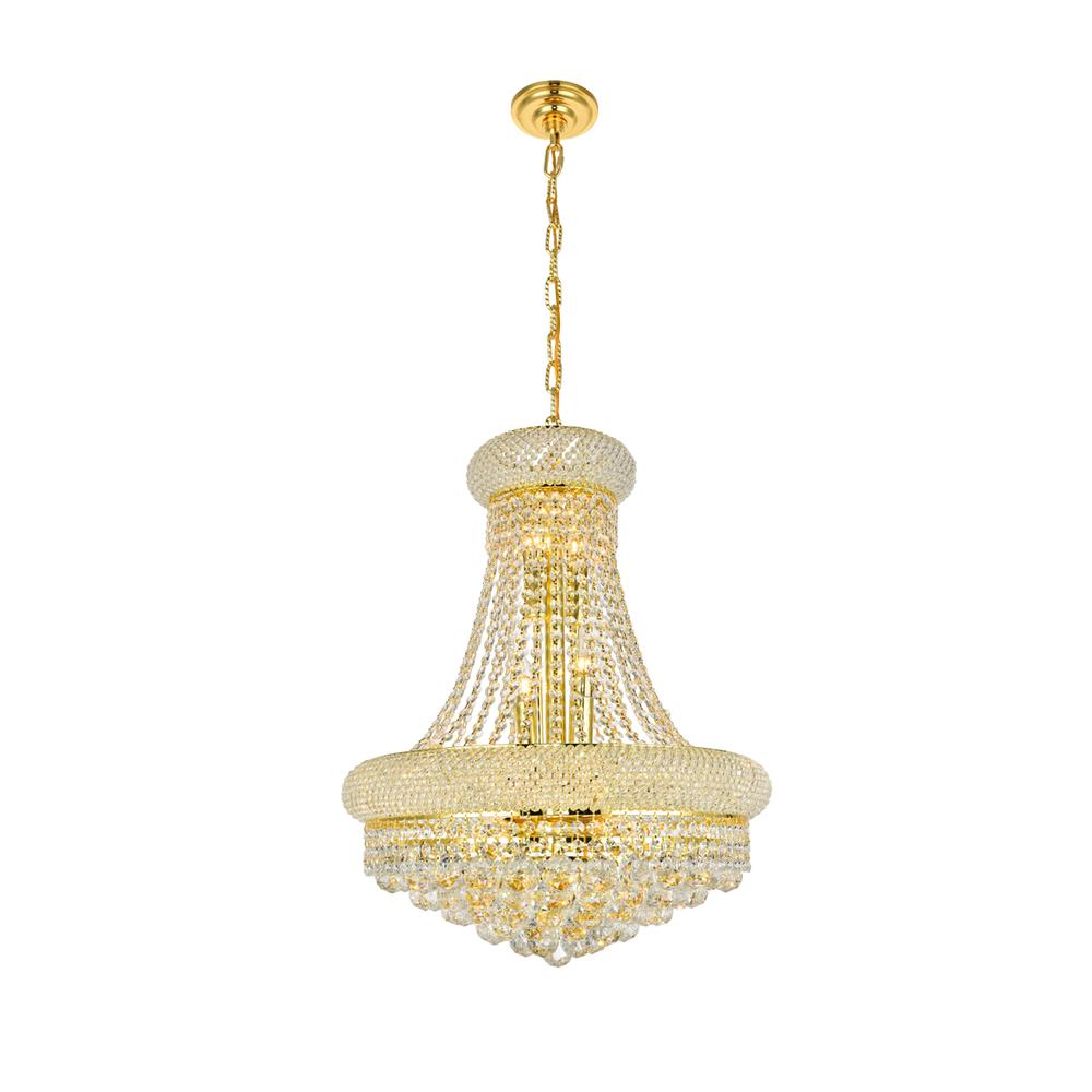 Primo 14 Light Gold Chandelier Clear Royal Cut Crystal. Picture 1