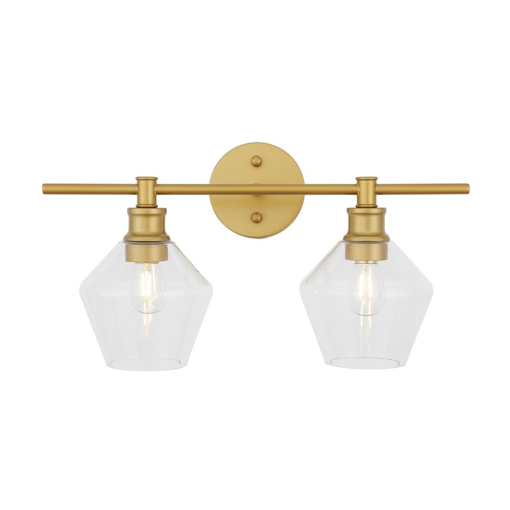 Gene 2 Light Brass And Clear Glass Wall Sconce. Picture 9
