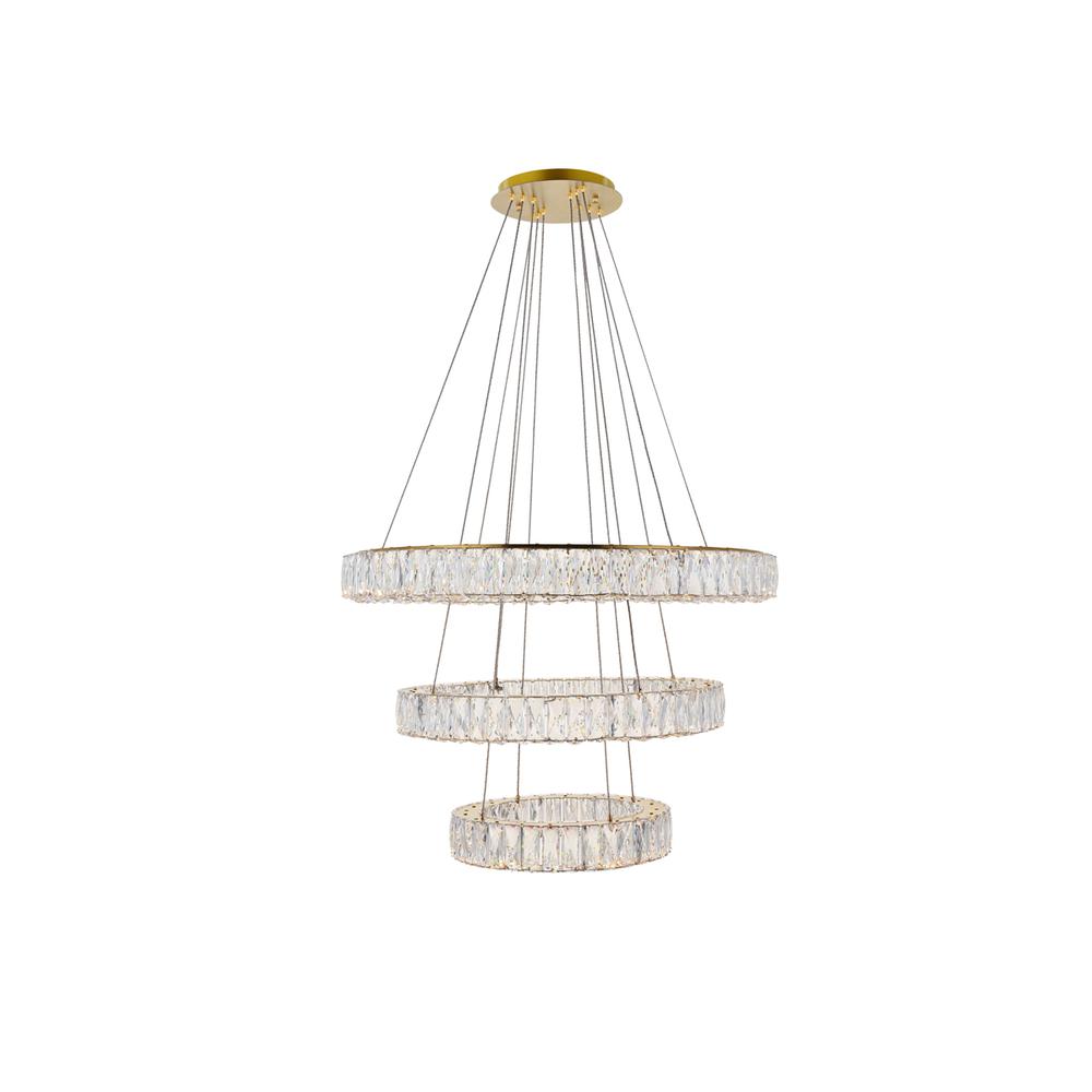 Monroe Integrated Led Chip Light Gold Chandelier Clear Royal Cut Crystal. Picture 1