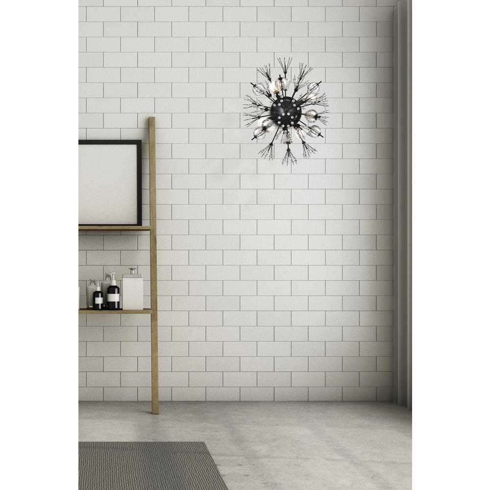 Vera 19 Inch Crystal Starburst Wall Sconce In Black. Picture 8