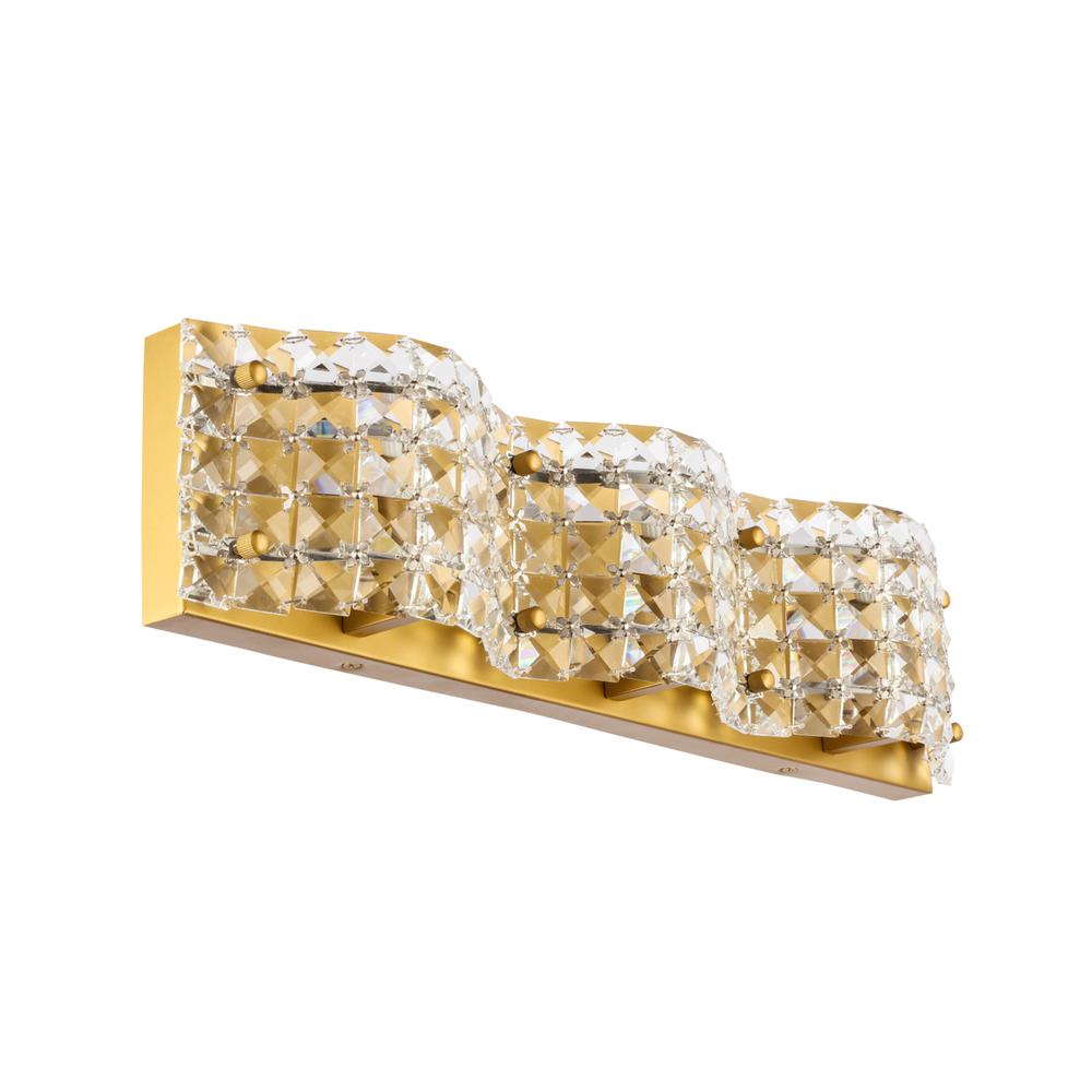 Ollie 3 Light Brass And Clear Crystals Wall Sconce. Picture 7