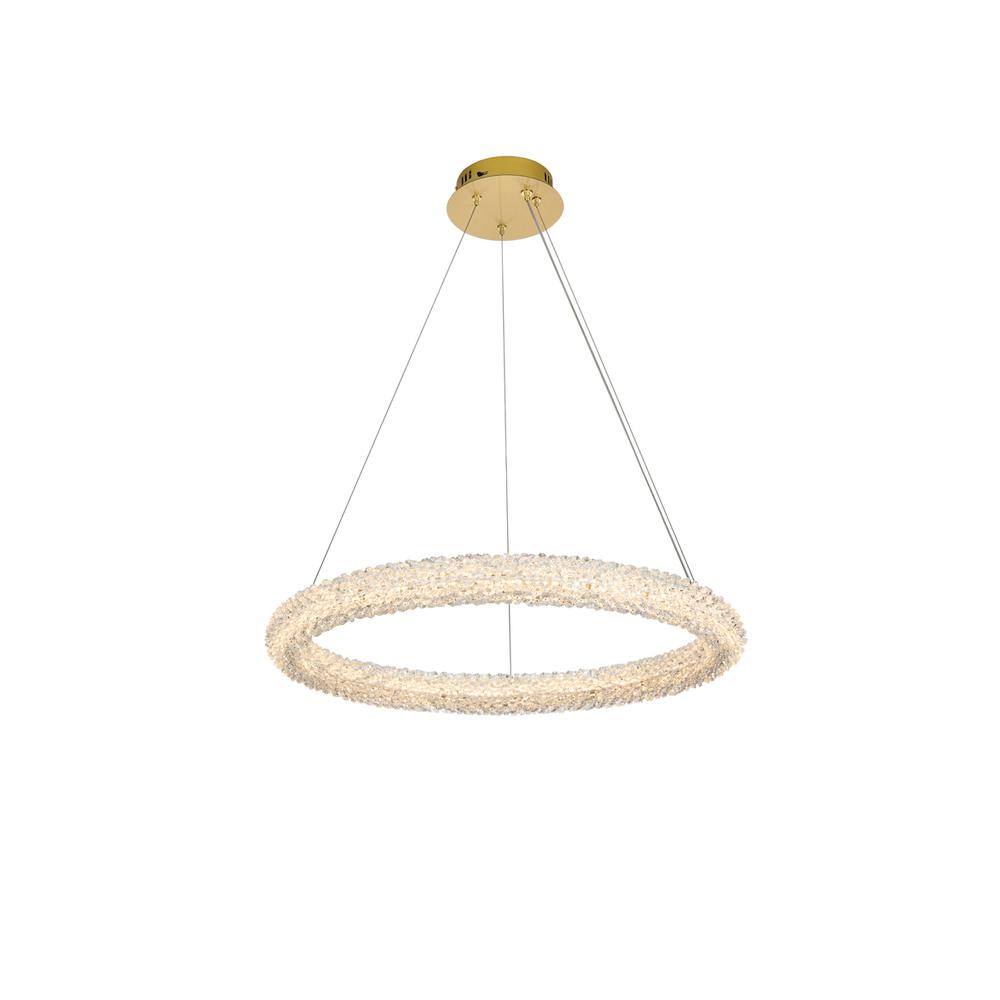 Bowen 26 Inch Adjustable Led Chandelier In Satin Gold. Picture 1
